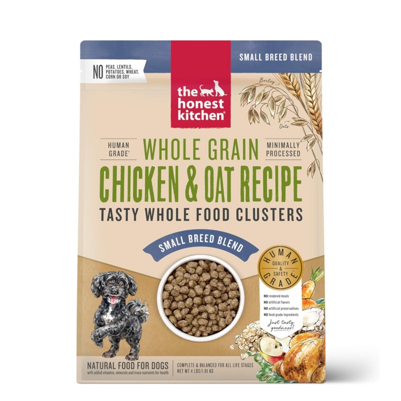 The Honest Kitchen Whole Grain Chicken Whole Food Clusters – Small Breeds – Dry Dog Food  – 4lb Bag