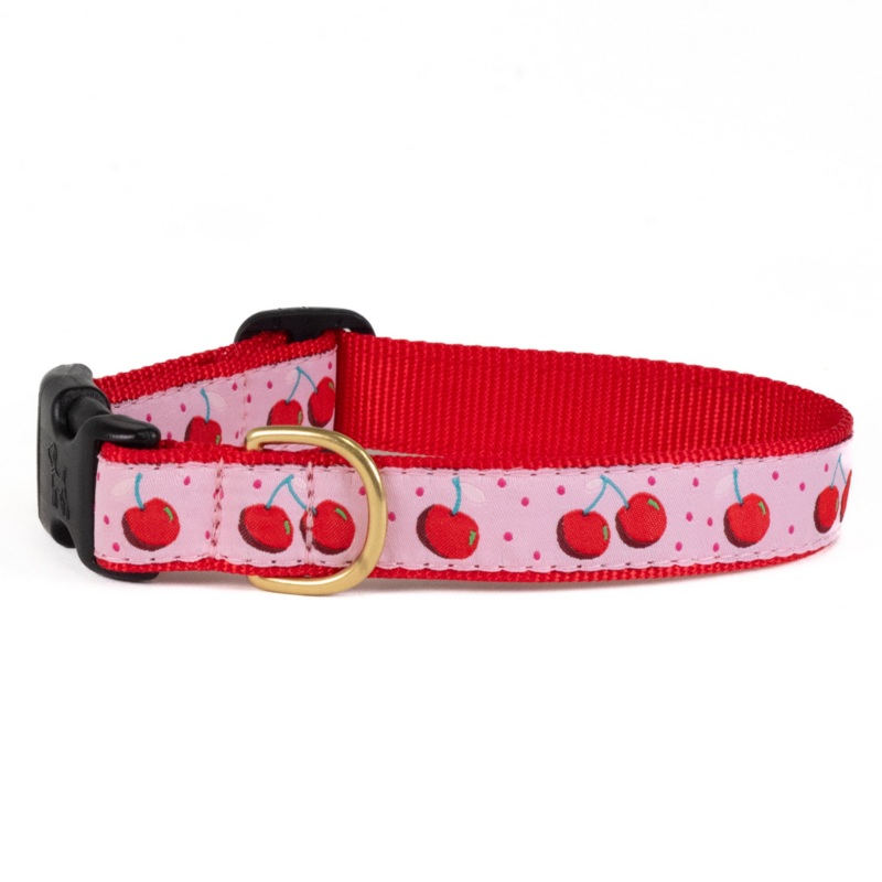 UP COUNTRY Cherries Adjustable Collar for Dogs, L, 1’x15-21