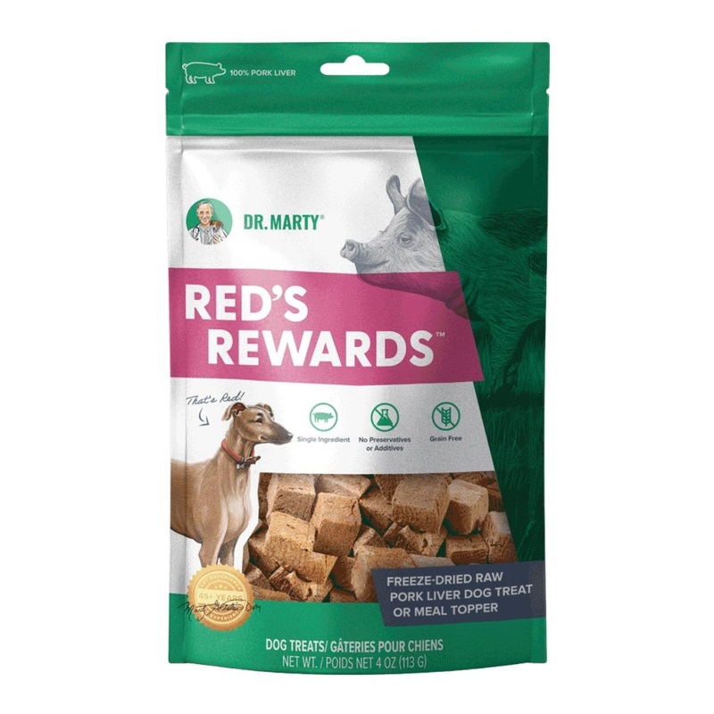 Dr Marty Red’s Rewards Freeze-Dried Raw Pork Liver Dog Treats 8oz