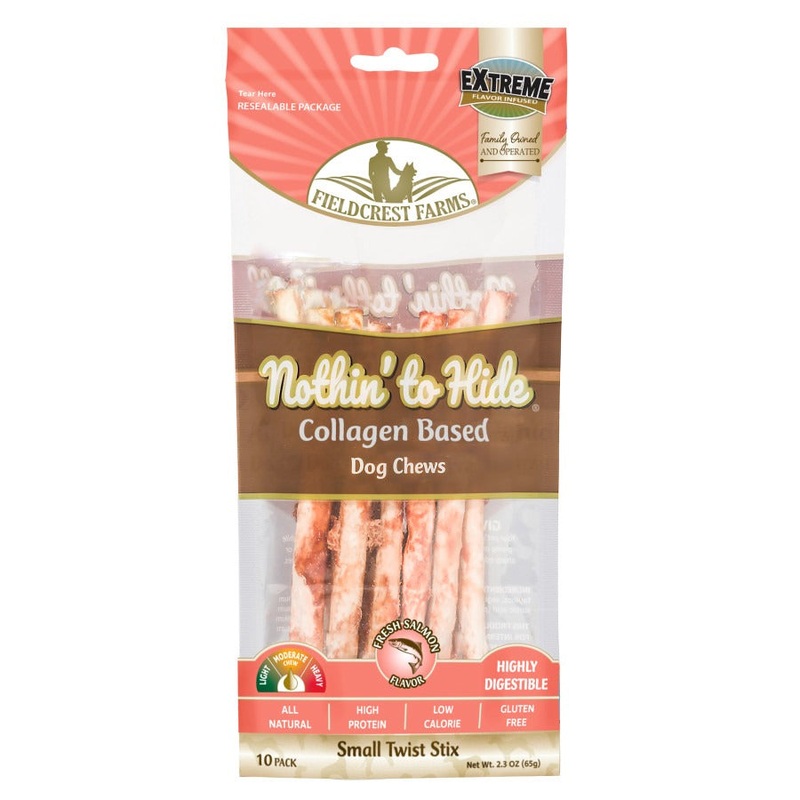 Fieldcrest Farms Nothin’ to Hide Collagen Twist Stix Dog Chew Salmon Small 10 Pk