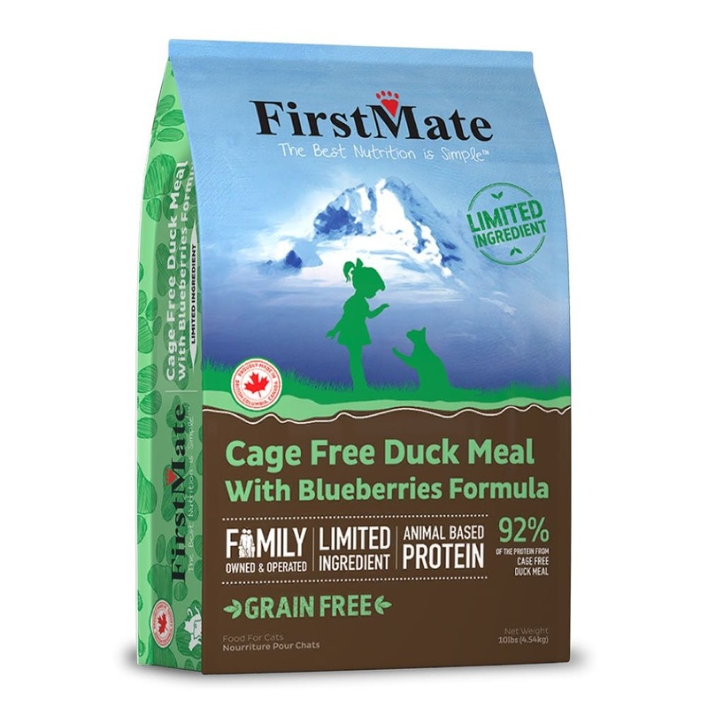 First Mate Grain Free Cage Free Duck Meal & Blueberries Dry Cat Food 1lb