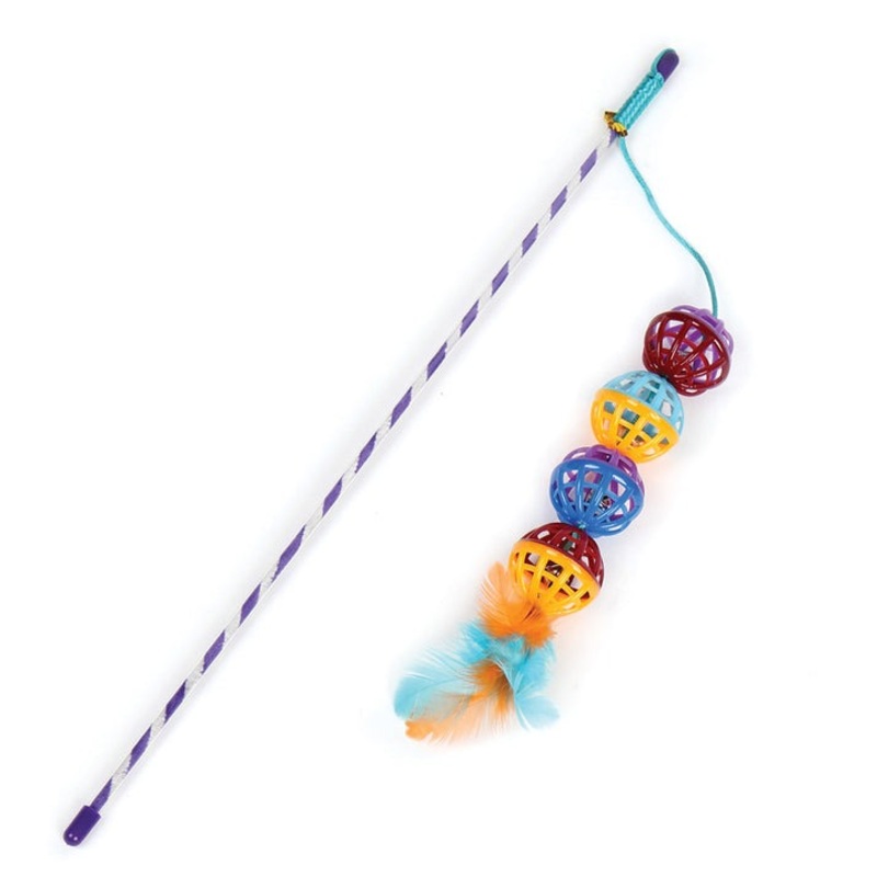 Pet Park Boulevard Ball Teaser with Feathers Cat Toy