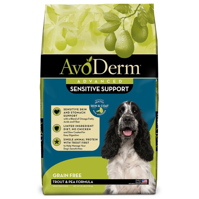 AvoDerm Advanced Sensitive Support Dry Dog Food – Trout & Pea – 22lb Bag