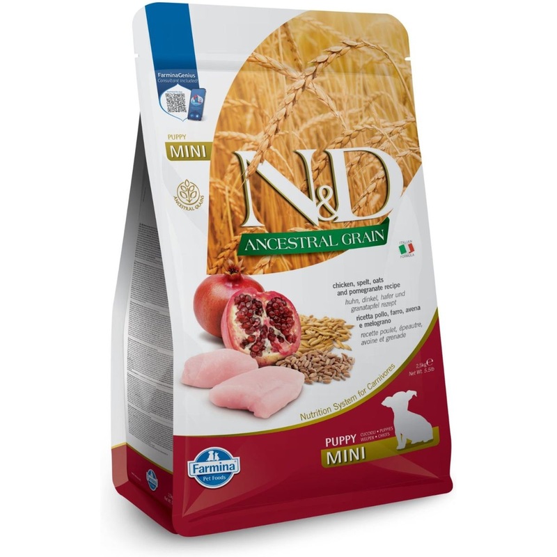 Farmina N&D Ancestral Grain Puppy Dry Dog Food – Chicken & Pomegranate, Mini Kibble – 5.5lb