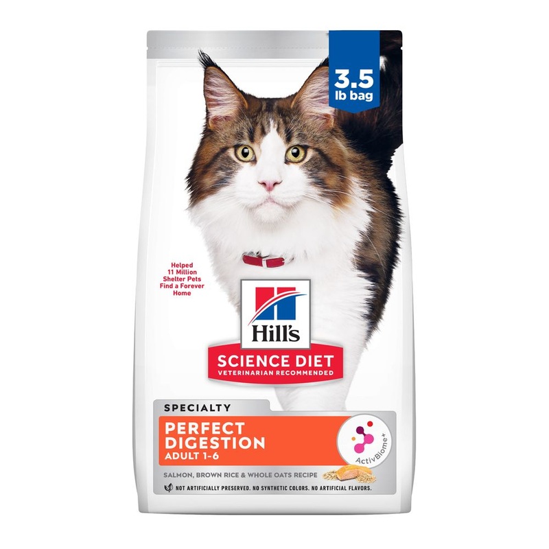 Hill’s Science Diet Adult Perfect Digestion Salmon Brown Rice Whole Oats Dry Cat Food 3.5lb