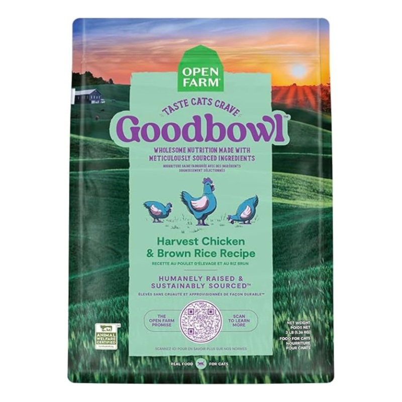 Open Farm GoodBowl Dry Cat Food – Chicken & Brown Rice – 3lb Bag