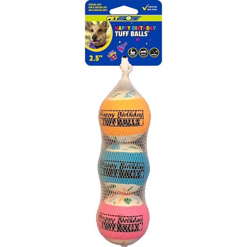 PetSport Happy Birthday Tuff Ball 2.5 3-Pack Dog Toys