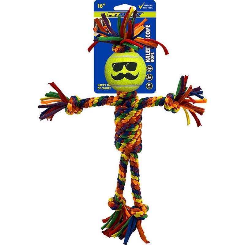 PetSport Kaleidoscope Rope Medium Dude with 2.5 Ball 16 Dog Toy