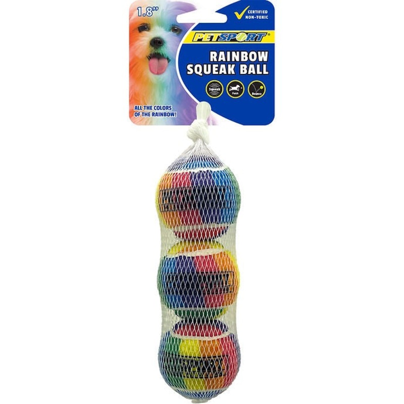 PetSport Rainbow Squeak Ball 1.8 3-Pack Dog Toys