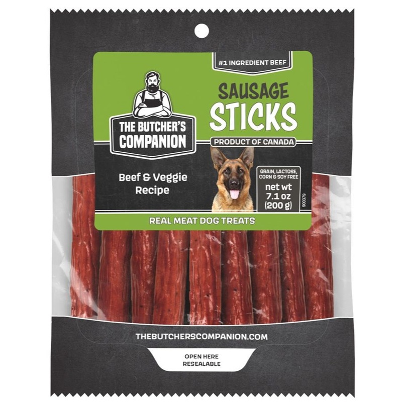 The Butcher’s Companion Beef & Veggie Recipe Sausage Sticks Dog Treats 5.3oz