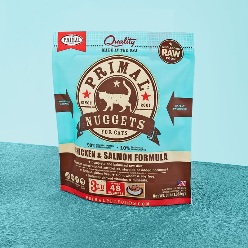 Primal Raw Frozen Nuggets Chicken & Salmon Formula Cat Food 3lb
