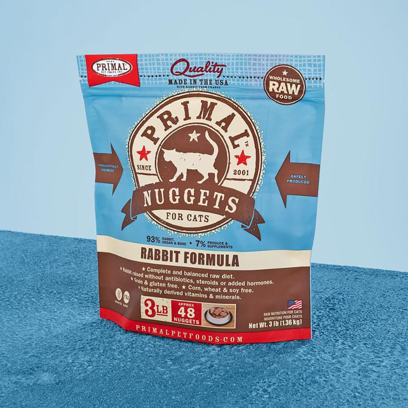 Primal Raw Frozen Nuggets Rabbit Formula Cat Food 3lb