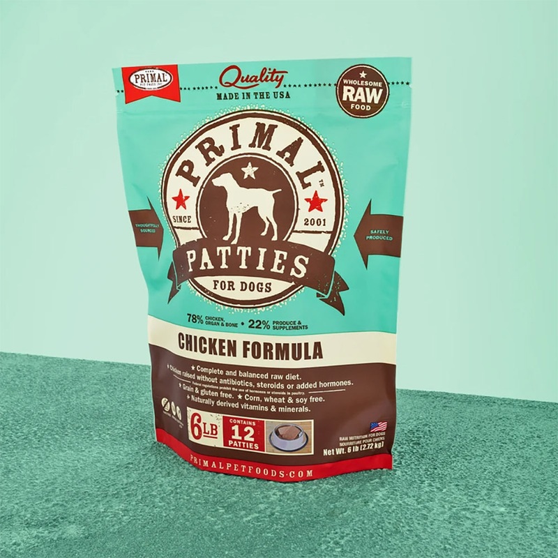 Primal Raw Frozen Patties Chicken Formula Dog Food 6lb