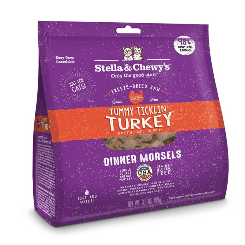 Stella & Chewy’s Dinner Morsels Freeze-Dried Raw Cat Food – Tummy Ticklin Turkey – 3.5oz Bag