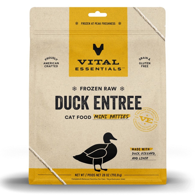 Vital Essentials Frozen Raw Duck Entree Mini Patties Cat Food 28oz