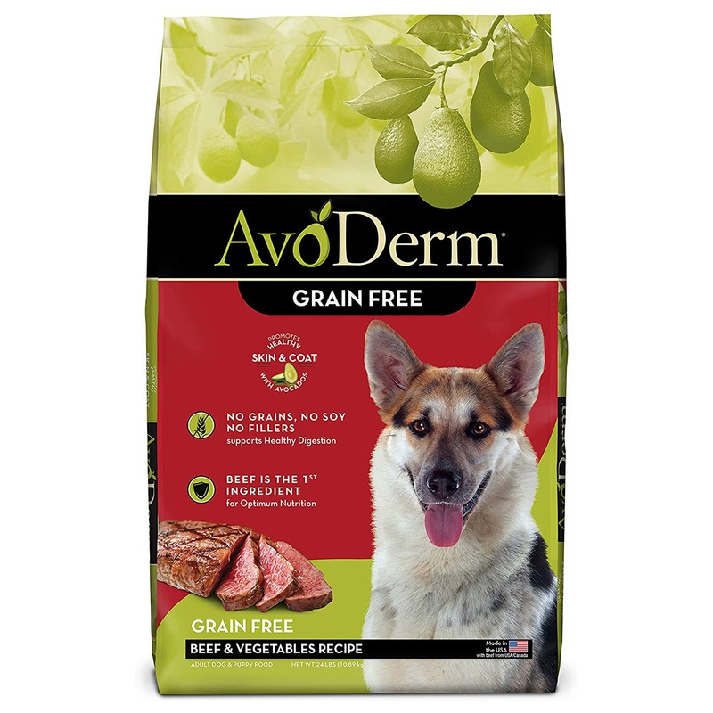 AvoDerm Grain-Free Dry Dog Food – Beef & Vegetables Formula – 24lb