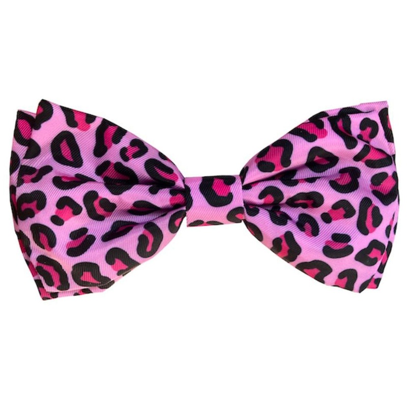 Huxley & Kent Pink Leopard Bow Tie For Cats & Dogs Large