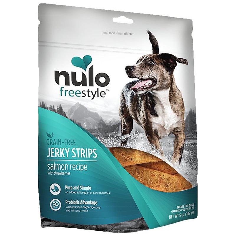 Nulo Freestyle Grain-Free Jerky – Salmon Recipe With Strawberries Dog Treats, 5oz Bag