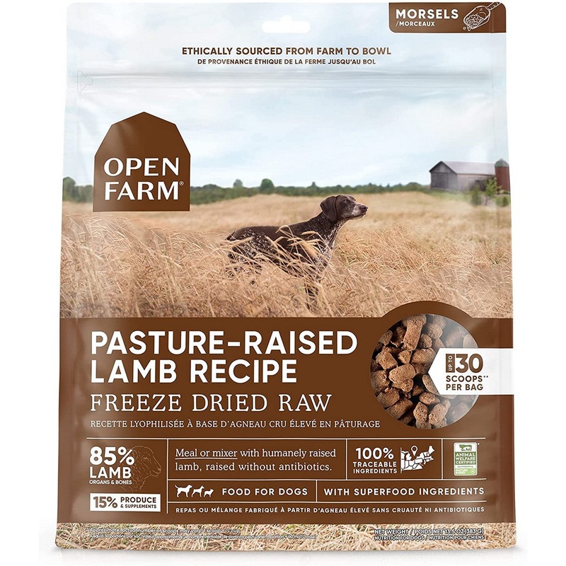 Open Farm Freeze-Dried Dog Food – Pasture-Raised Lamb – 13.5oz Bag