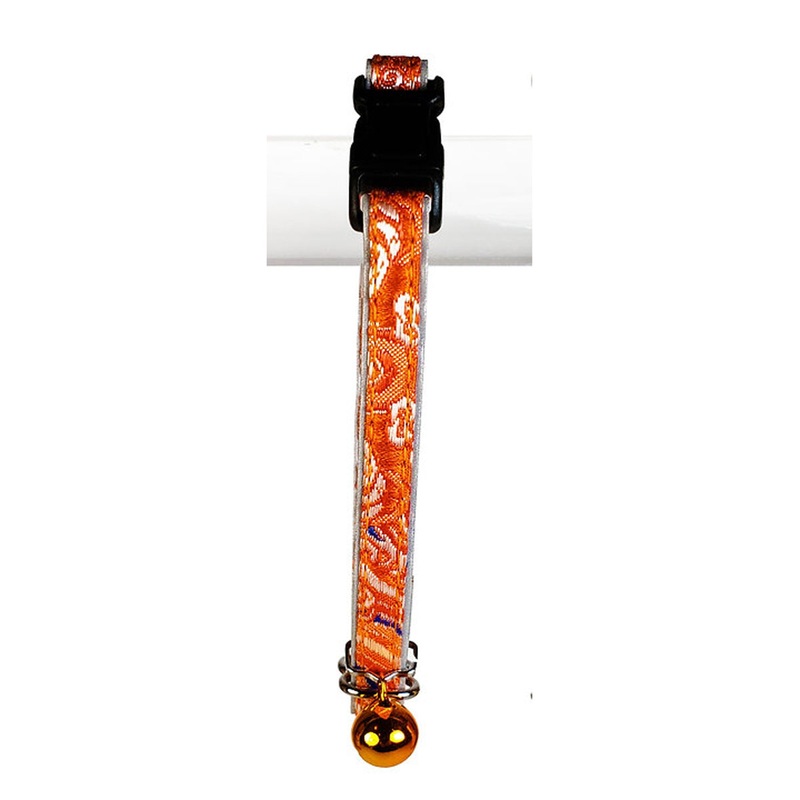 Goli Design Polyester Jeweli Orange Reflective Cat Collar 7.25