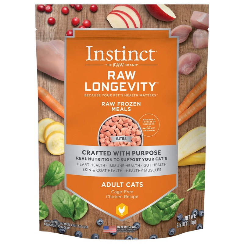 Instinct Raw Longevity Frozen Bites Cage-Free Chicken Cat Food 2.5lb