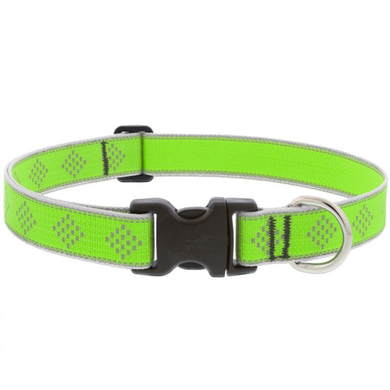 Lupine Adjustable Dog Collar 1 Wide X 16-28 Neck Size High Lights Green Diamond
