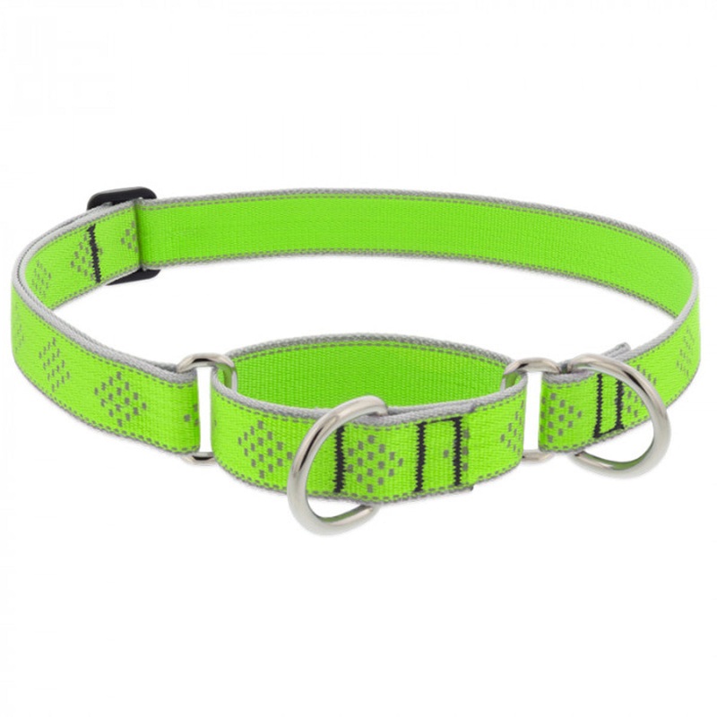 Lupine Dog Collar Martingale 1 Wide X 15-22 Neck Size Green Diamond