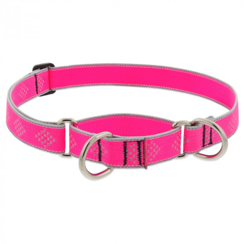Lupine Dog Collar Martingale 1 Wide X 15-22 Neck Size Pink Diamond