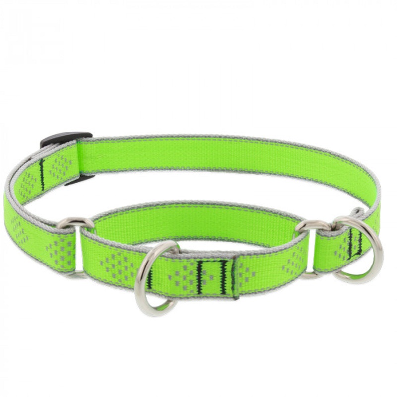 Lupine Dog Collar Martingale 3/4 Wide X 10-14 Neck Size Green Diamond