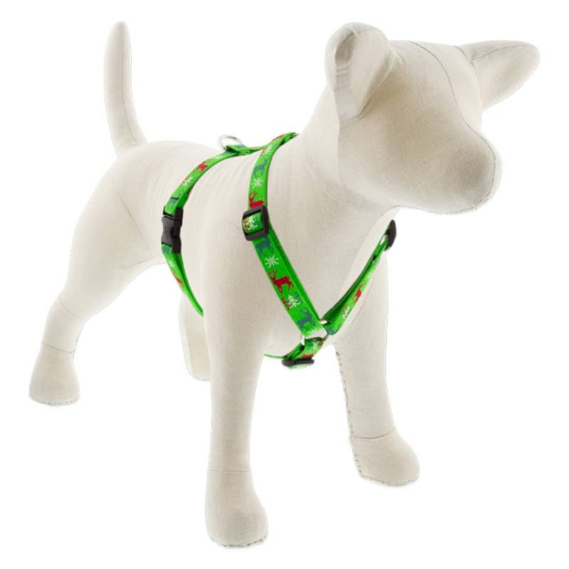 Lupine Holiday Designs Roman 3/4 Wide 12-20 Girth Size Happy Holidays Green Dog Harness