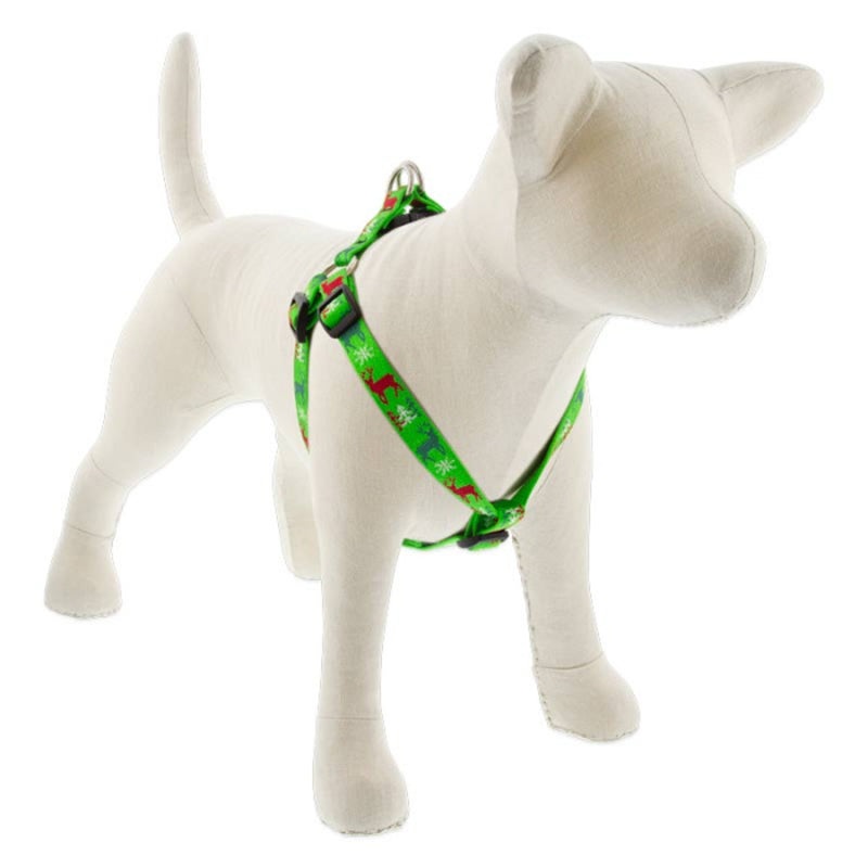 Lupine Holiday Designs Step In 3/4 Wide 20-30 Girth Size Happy Holidays Green Dog Harness