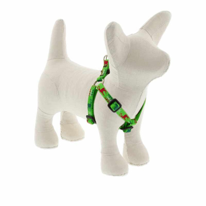 Lupine MicroBatch Step In Dog Harness 1/2 Wide 10-13 Girth Size Happy Holidays Green