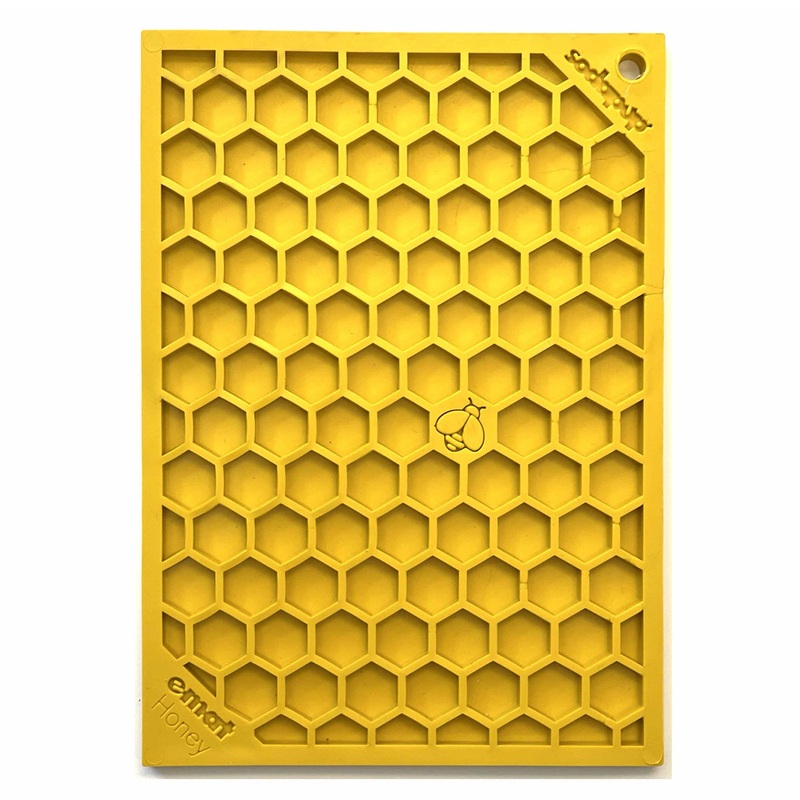 SodaPup Honeycomb Design Emat Enrichment Yellow Lick Mat Dog Toy Large