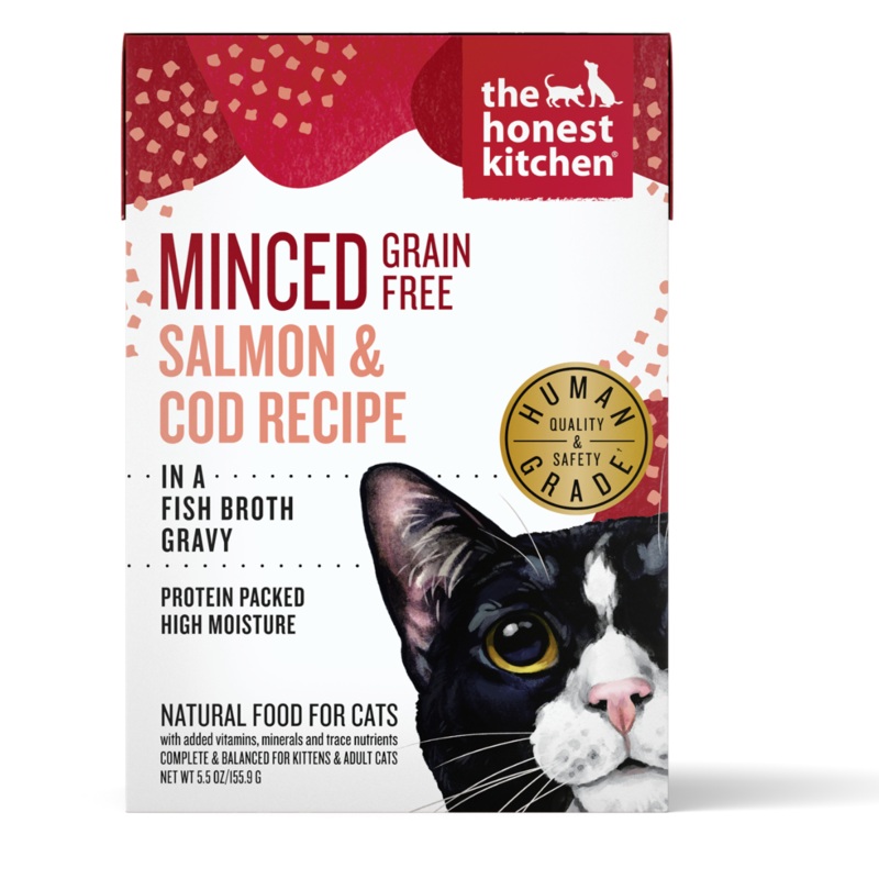 The Honest Kitchen Grain Free Wet Cat Food – Minced Salmon & Cod – 5.5oz Pouch