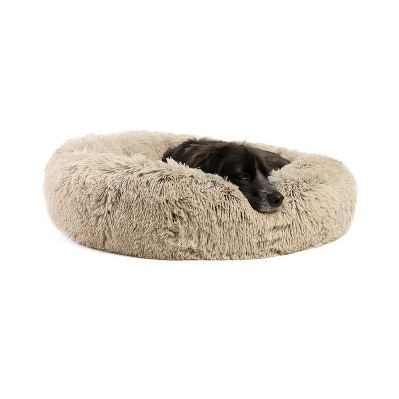 Best Friends by Sheri Calming Shag Vegan Fur Donut Cuddler Taupe – 30×30 – Medium