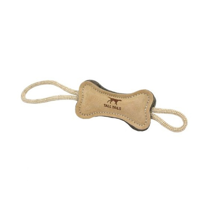 Tall Tails Natural Leather Bone Tug Dog Toy 16