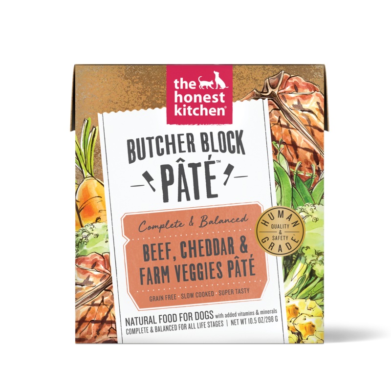 The Honest Kitchen Butcher Block Wet Dog Food -Beef, Cheddar & Farm Veggies – 10.5oz