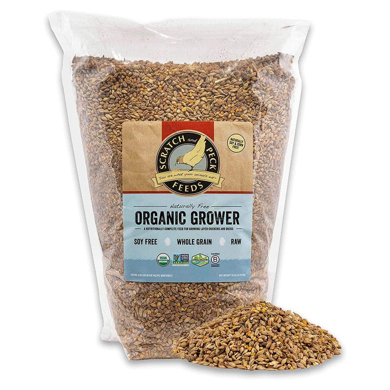 Scratch and Peck Naturally Free Organic Grower Feed For Chickens & Ducks 10lb