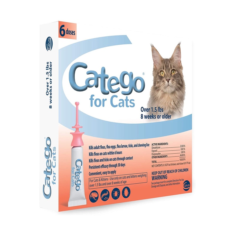 Catego Flea Tick Lice Fast-Acting Treatment For Cats 1.5lb 6 Pack