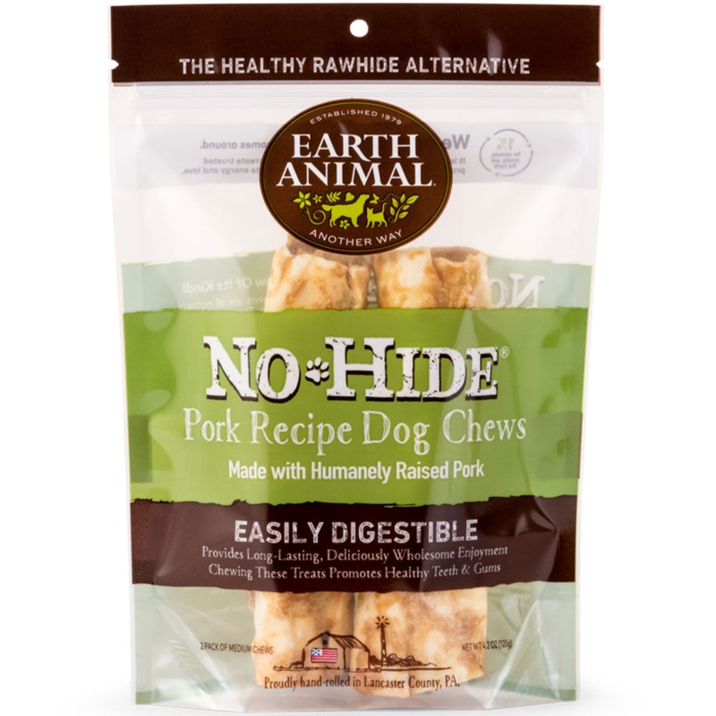 Earth Animal No-Hide Pork Chew 4 Dog Treat 2pk