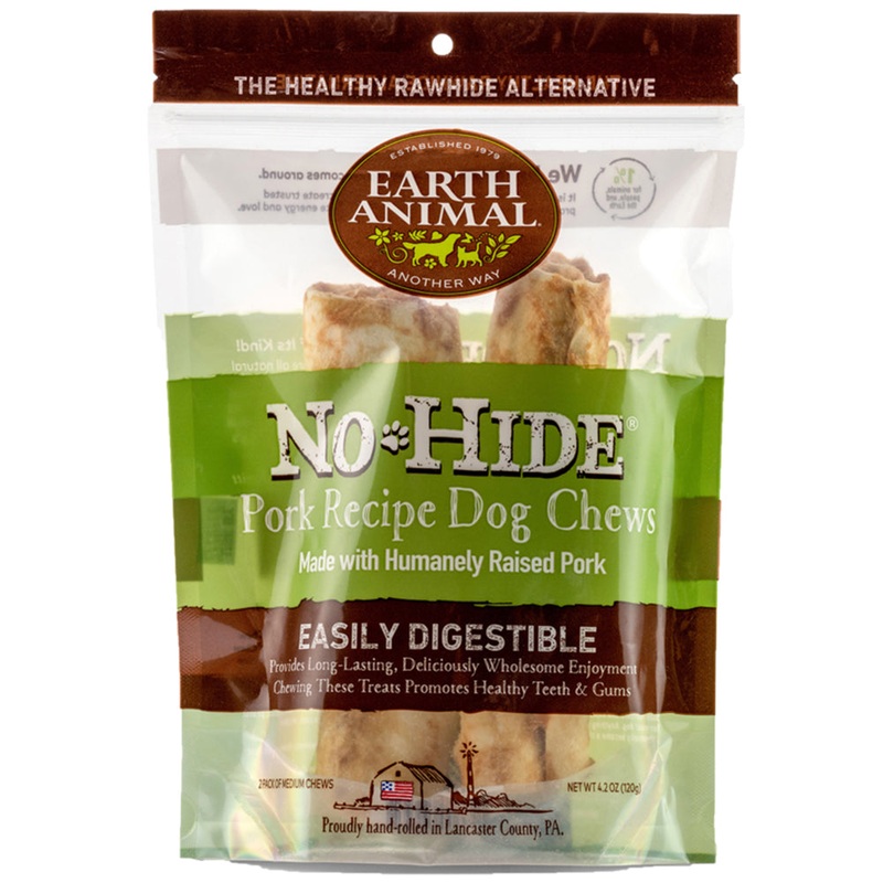 Earth Animal No Hide Pork Chew Medium 7 Dog Treats 2 Pack