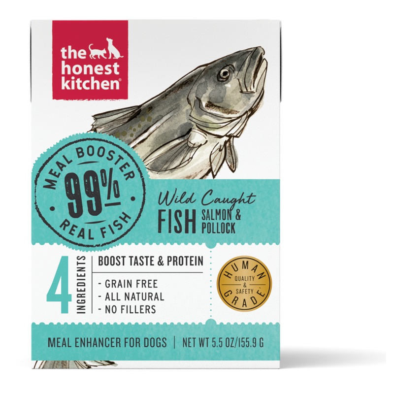 The Honest Kitchen Meal Booster Dog Food Topper – 99% Salmon & Pollock – 5.5oz Tetra Pak