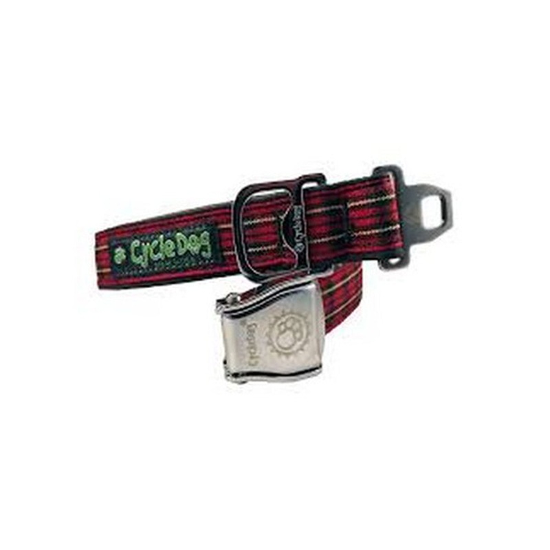 Cycle Dog Red Plaid Dog Collar Medium