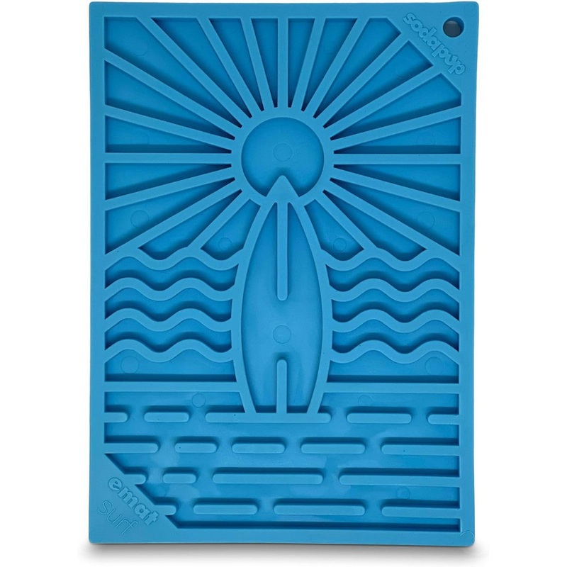 SodaPup Cat & Dog Surf’s Up Design eMat Enrichment Lick Mat Small Blue
