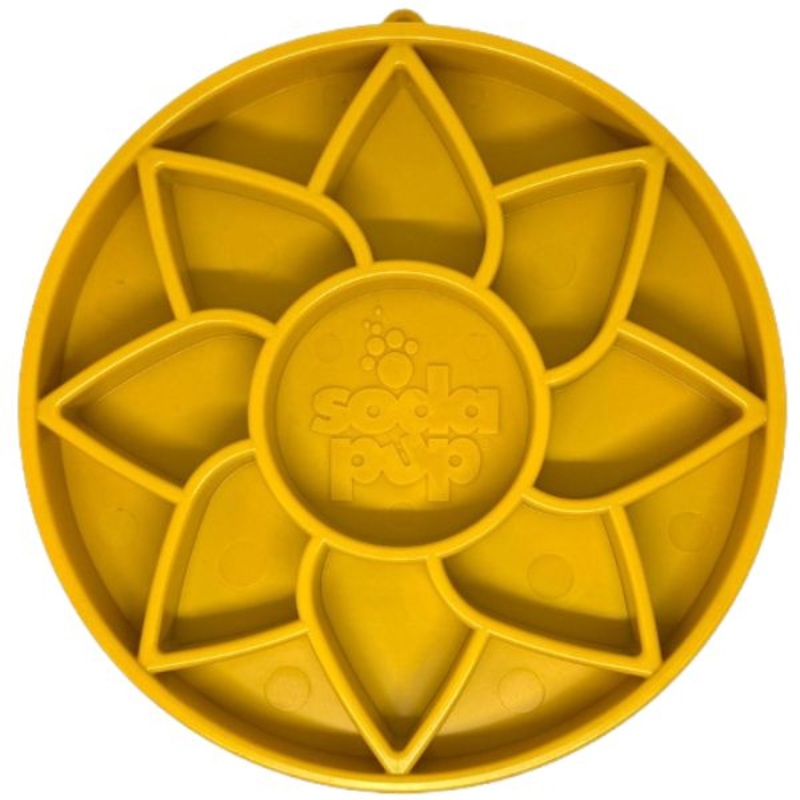 SodaPup eTray Sunflower Design Enrichment Shallow Slow Feeder Yellow