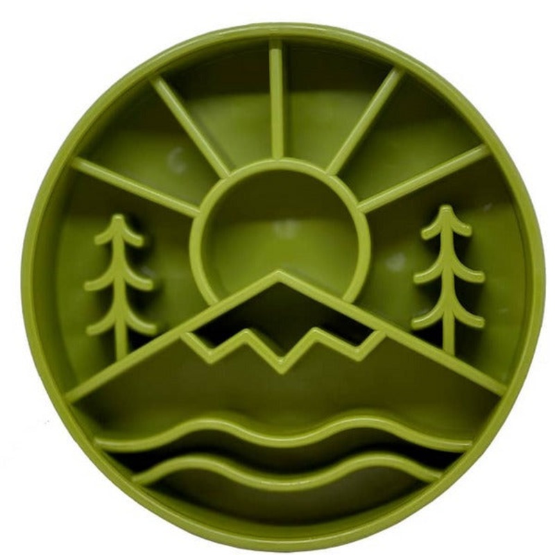 SodaPup Great Outdoors Enrichment Bowl Durable Slow Feeder Bowl Green