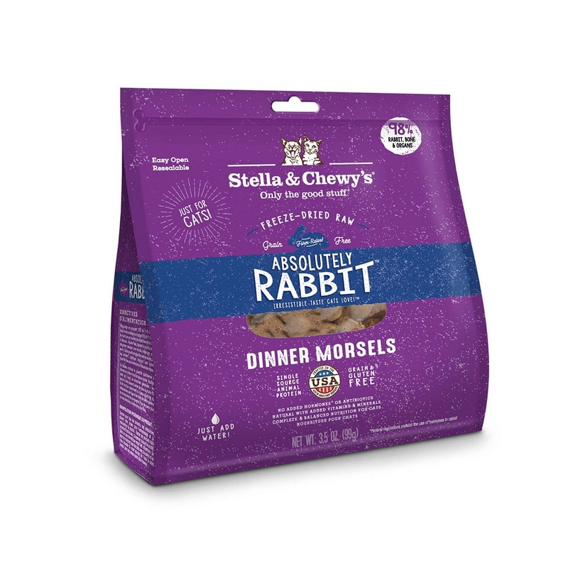 Stella & Chewy’s Dinner Morsels Freeze-Dried Cat Food – Absolutely Rabbit – 3.5oz Bag