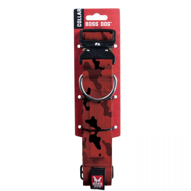 Boss Dog Tactical Collar 1.5 Wide 15-18 Medium Camo Red