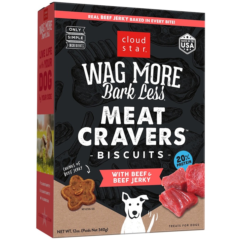 Cloud Star Wag More Bark Less Meat Cravers Beef & Beef Jerky Biscuits Dog Treats 12oz