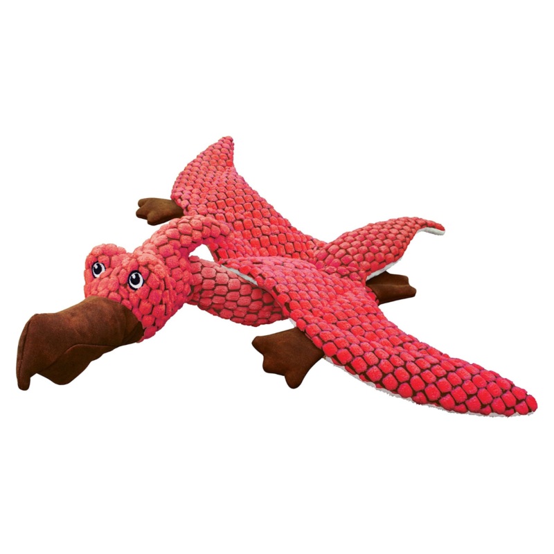 KONG Dynos Pterodactyl Coral Dinosaur Squeak Dog Toy, Small